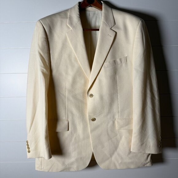 Ralph Ralph Lauren Wool Lycra Blazer Cream Size 44 R - Picture 1 of 12